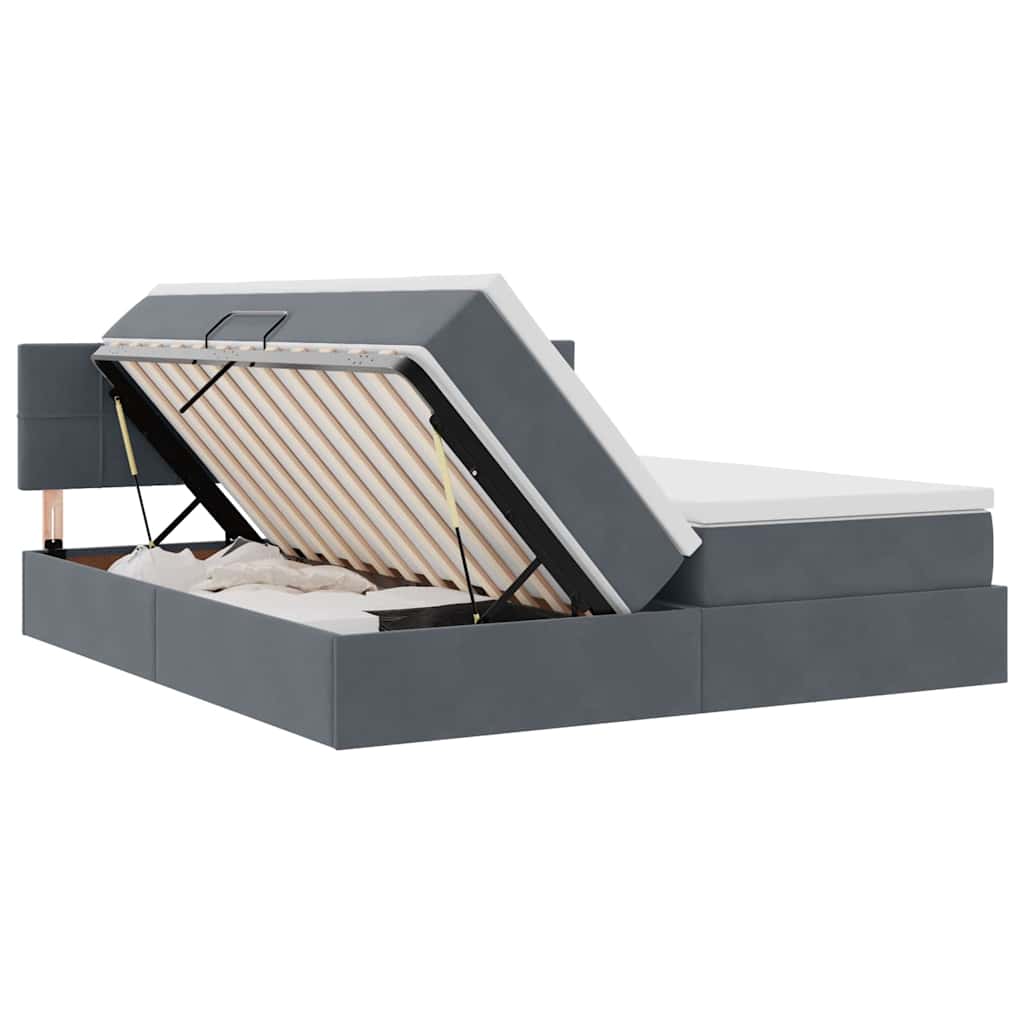 Opslag bed met matras met hoofdeinde Donkergrijs 90 x 200 cm is nu te koop bij PeponiXL, paradijselijk wonen!