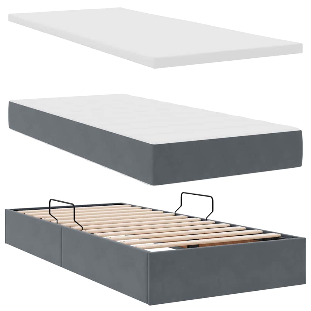 Opslag bed met matras met hoofdeinde Donkergrijs 90 x 200 cm is nu te koop bij PeponiXL, paradijselijk wonen!