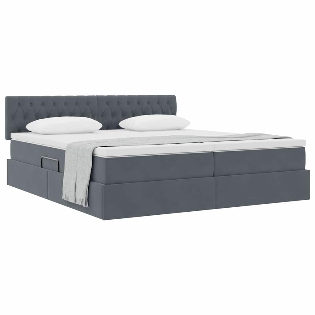Opslag bed met matras met hoofdeinde Donkergrijs 90 x 200 cm is nu te koop bij PeponiXL, paradijselijk wonen!