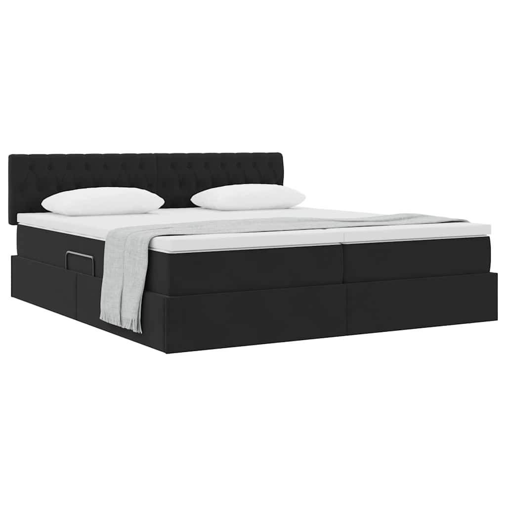 Opslag bed met matras met hoofdeinde Zwart 90 x 200 cm is nu te koop bij PeponiXL, paradijselijk wonen!