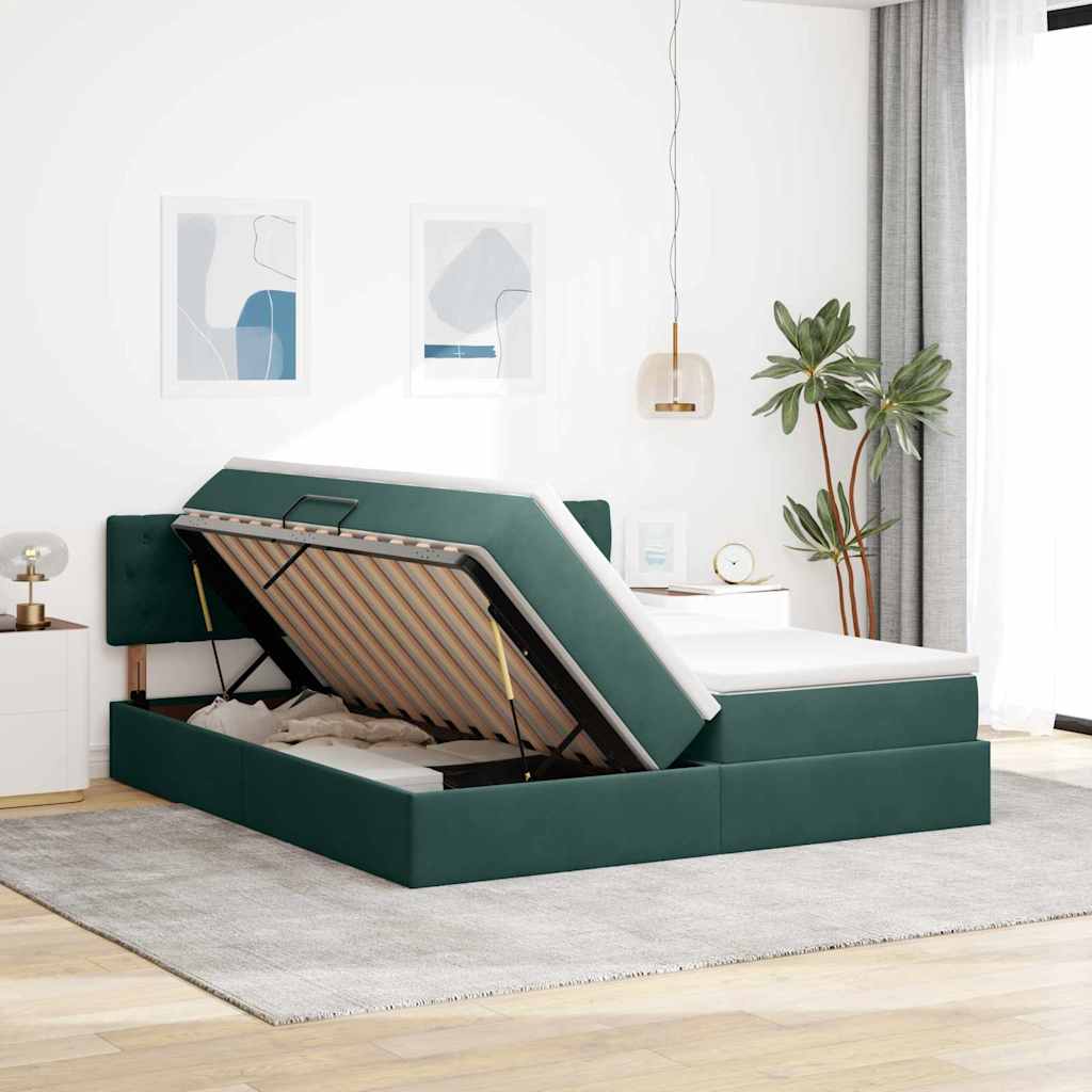 Opslag bed met matras met hoofdeinde Donkergroen 100 x 200 cm is nu te koop bij PeponiXL, paradijselijk wonen!
