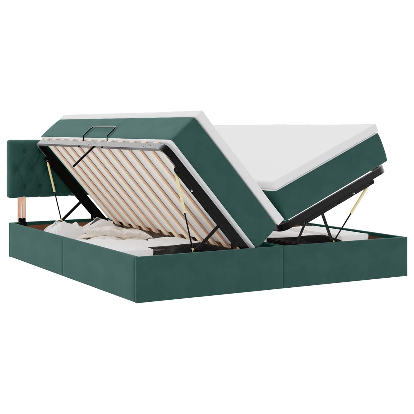 Opslag bed met matras met hoofdeinde Donkergroen 100 x 200 cm is nu te koop bij PeponiXL, paradijselijk wonen!