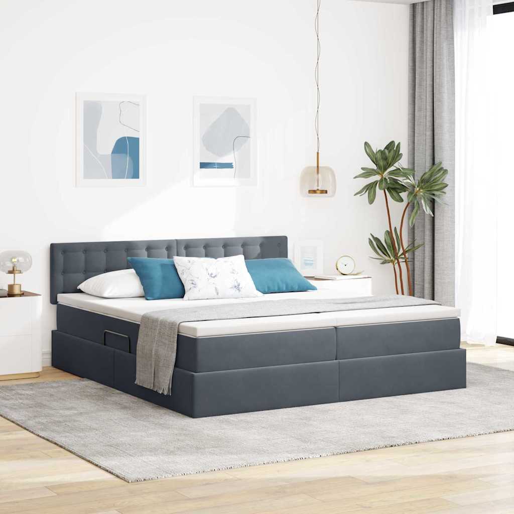 Opslag bed met matras met hoofdeinde Donkergrijs 90 x 200 cm is nu te koop bij PeponiXL, paradijselijk wonen!