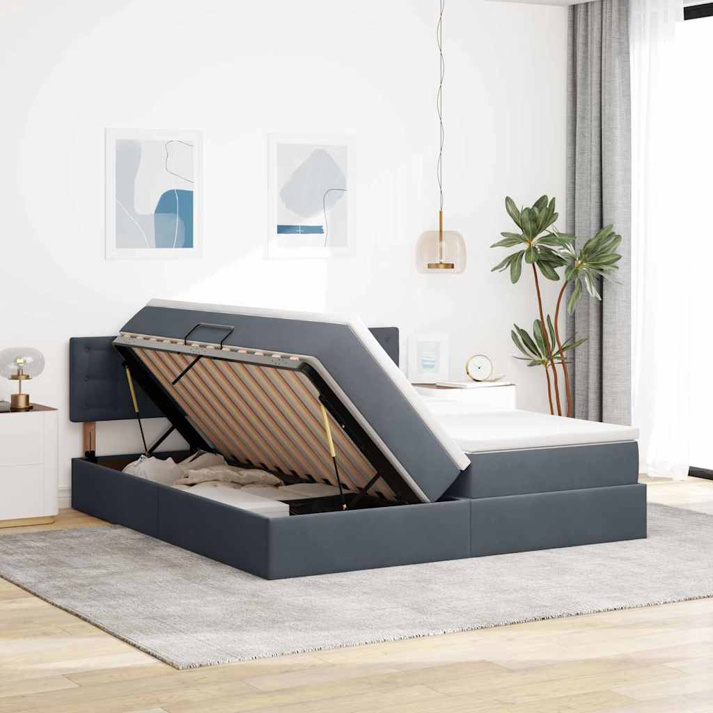 Opslag bed met matras met hoofdeinde Donkergrijs 90 x 200 cm is nu te koop bij PeponiXL, paradijselijk wonen!