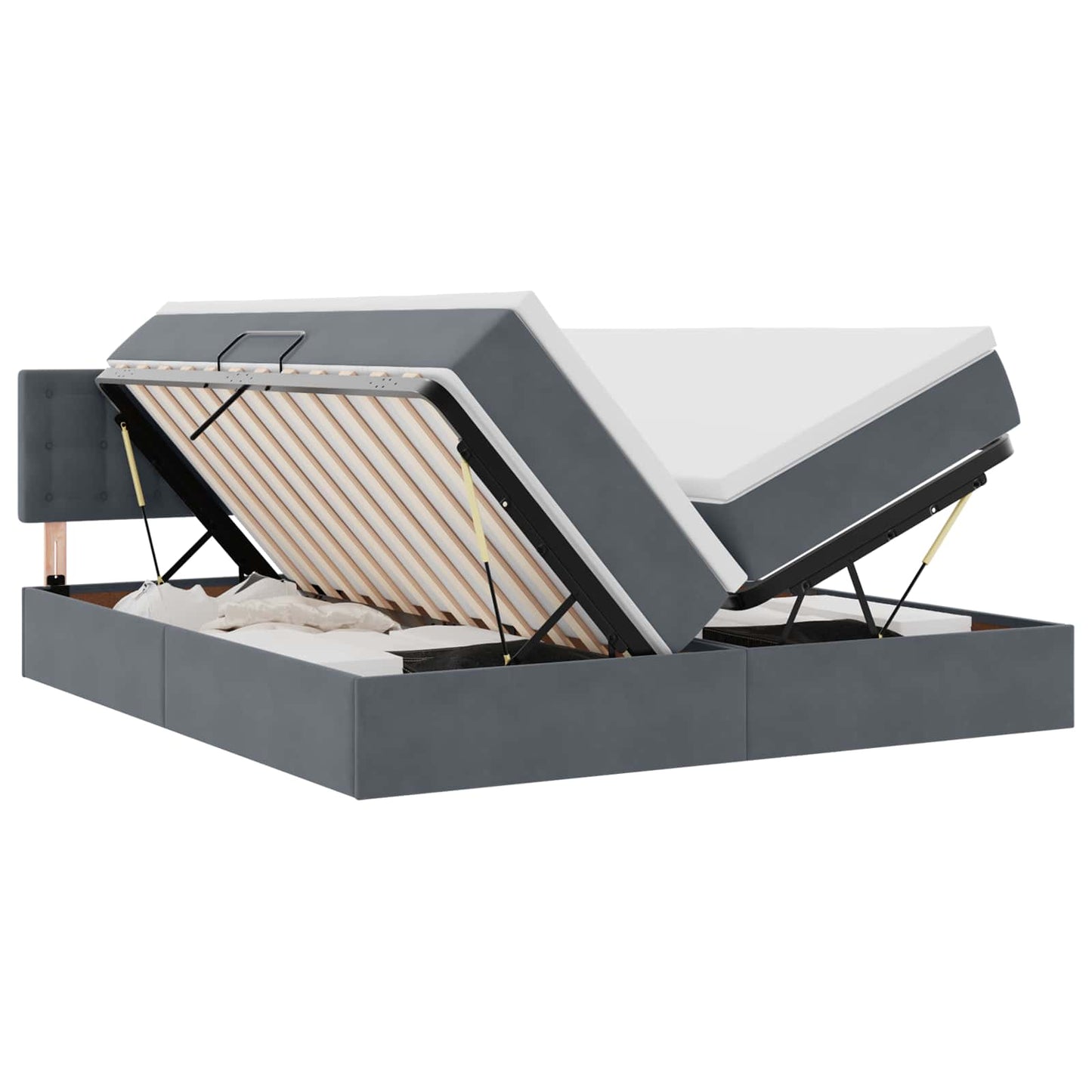 Opslag bed met matras met hoofdeinde Donkergrijs 90 x 200 cm is nu te koop bij PeponiXL, paradijselijk wonen!