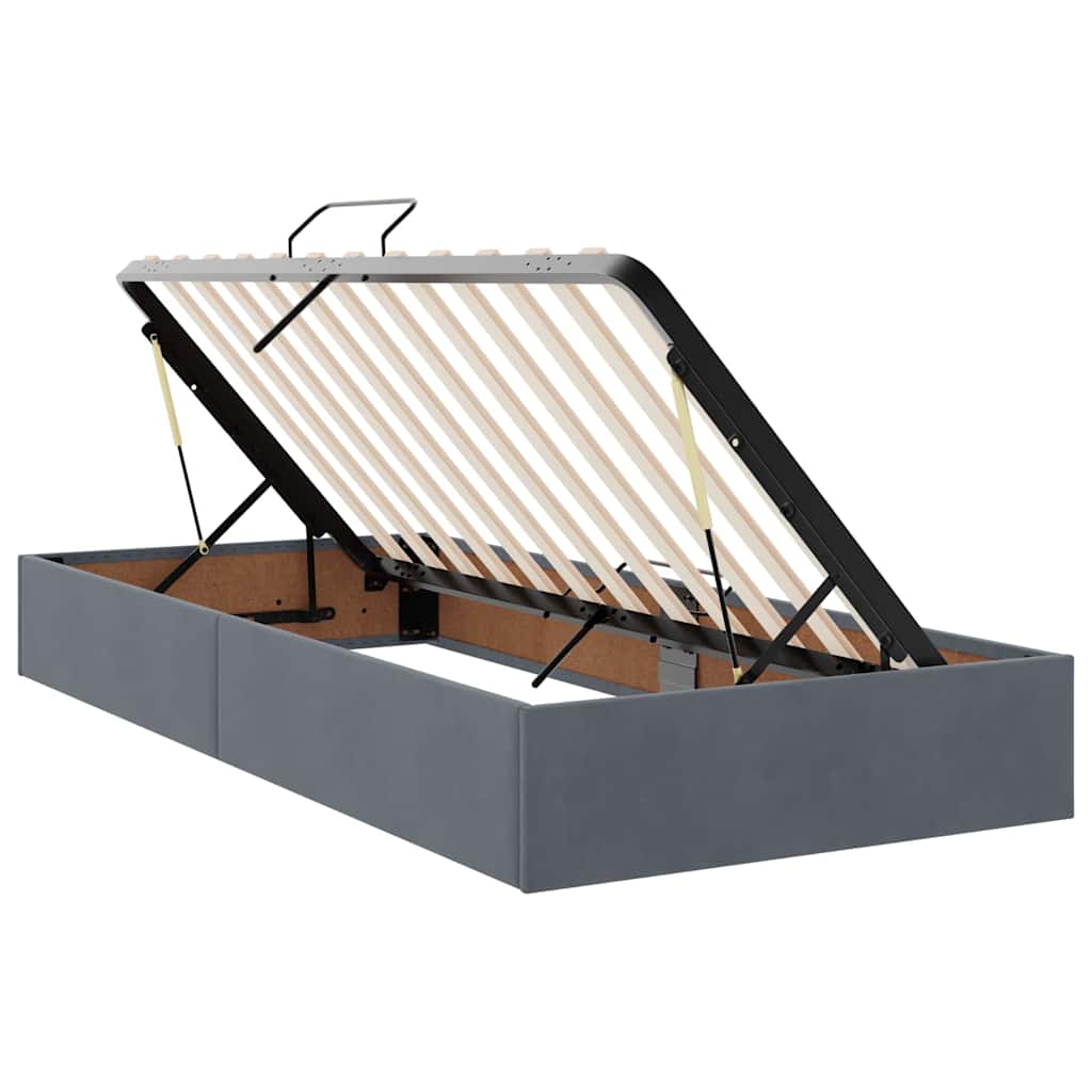 Opslag bed met matras met hoofdeinde Donkergrijs 90 x 200 cm is nu te koop bij PeponiXL, paradijselijk wonen!