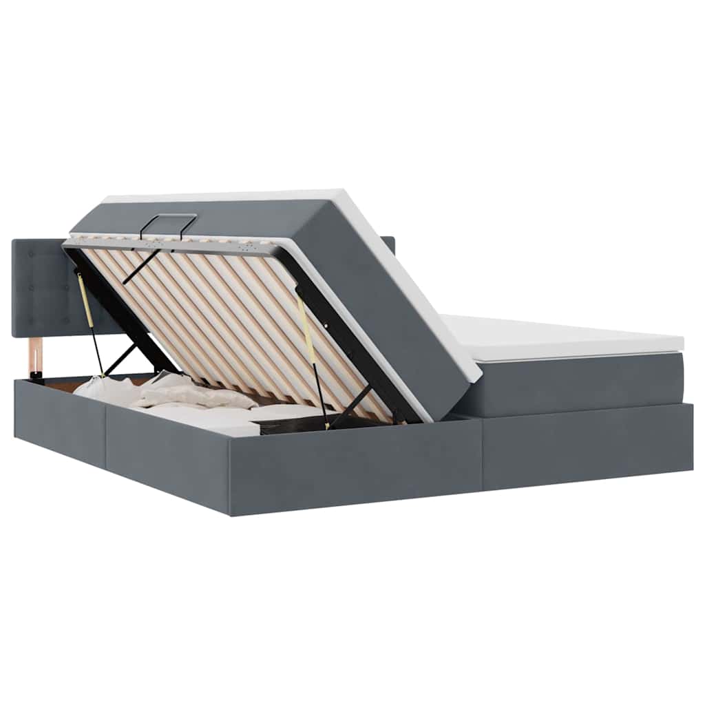 Opslag bed met matras met hoofdeinde Donkergrijs 90 x 200 cm is nu te koop bij PeponiXL, paradijselijk wonen!