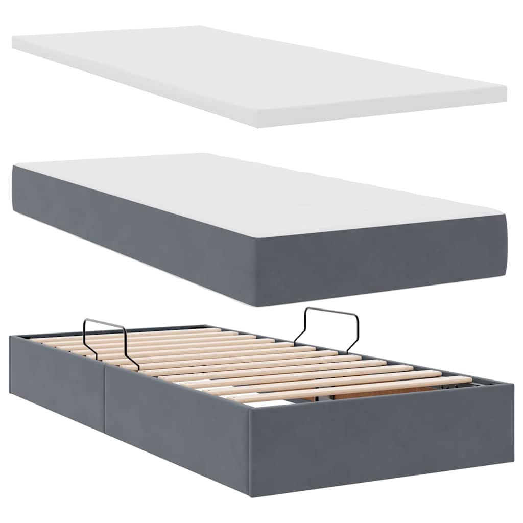 Opslag bed met matras met hoofdeinde Donkergrijs 90 x 200 cm is nu te koop bij PeponiXL, paradijselijk wonen!