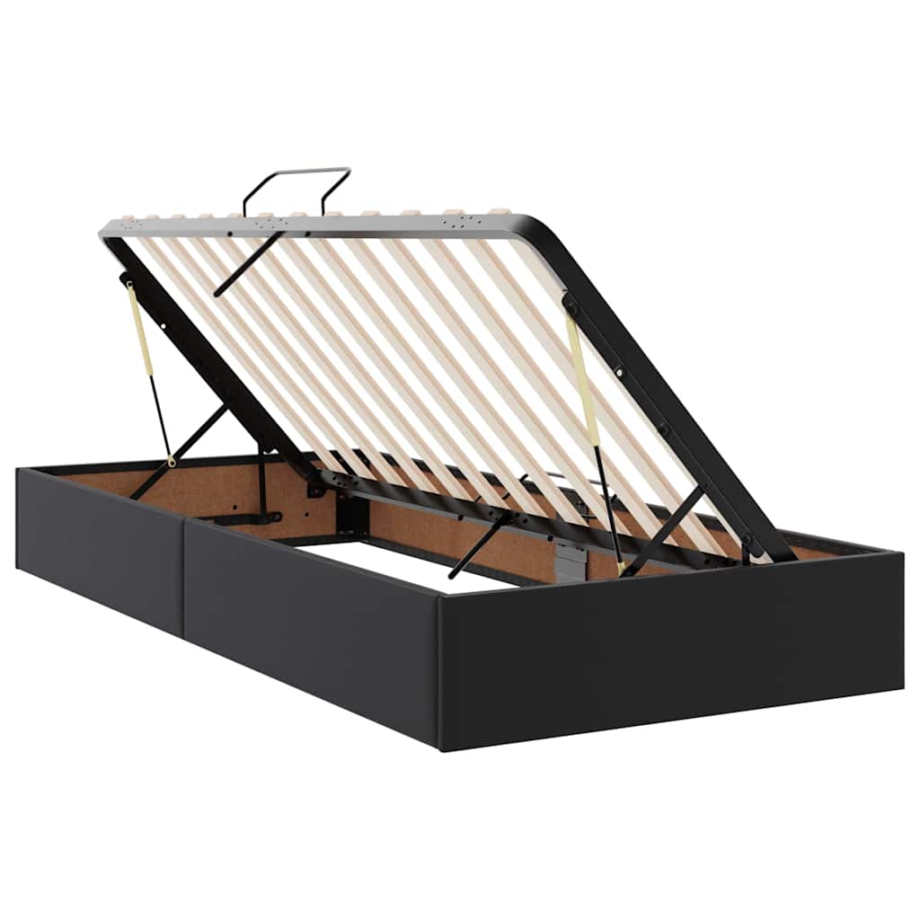 Opbergbed met LED met matras met LED Zwart 90 x 190 cm Nep Leer is nu te koop bij PeponiXL, paradijselijk wonen!