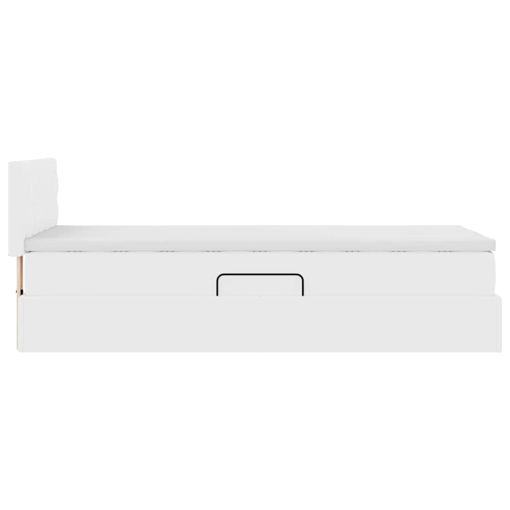 Opbergbed met LED met matras Puur Wit 90 x 200 cm Nep Leer is nu te koop bij PeponiXL, paradijselijk wonen!