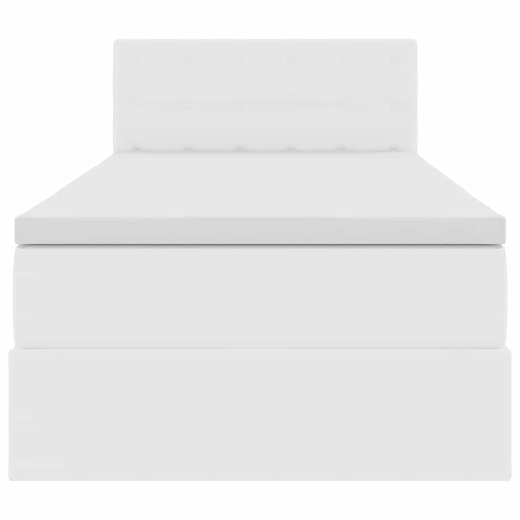 Opbergbed met LED met matras Puur Wit 100 x 200 cm Nep Leer is nu te koop bij PeponiXL, paradijselijk wonen!