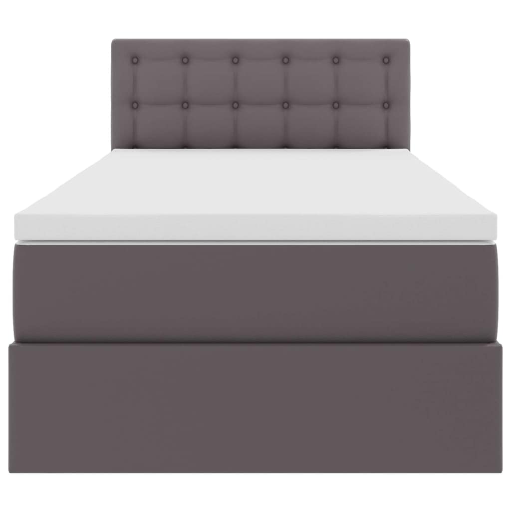 Opbergbed met LED met matras Grijs 100 x 200 cm Nep Leer is nu te koop bij PeponiXL, paradijselijk wonen!