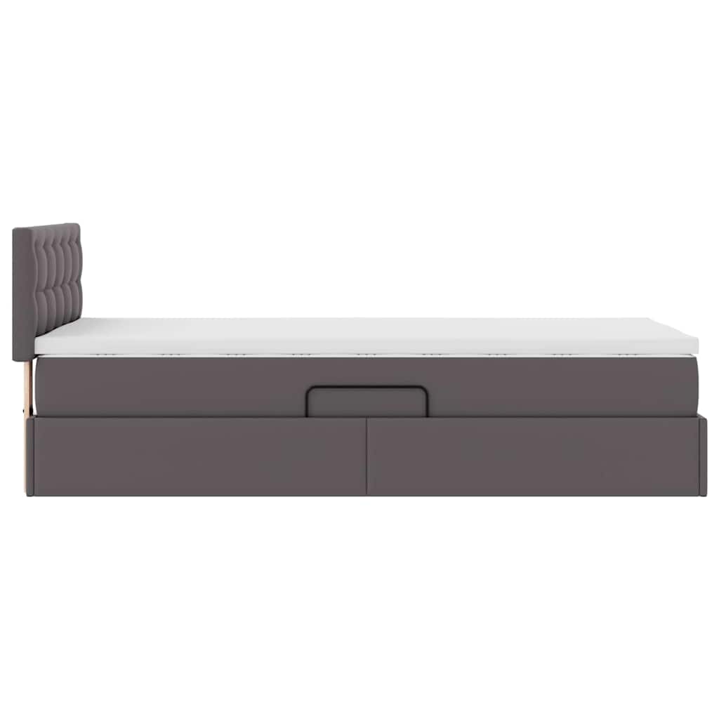 Opbergbed met LED met matras Grijs 100 x 200 cm Nep Leer is nu te koop bij PeponiXL, paradijselijk wonen!