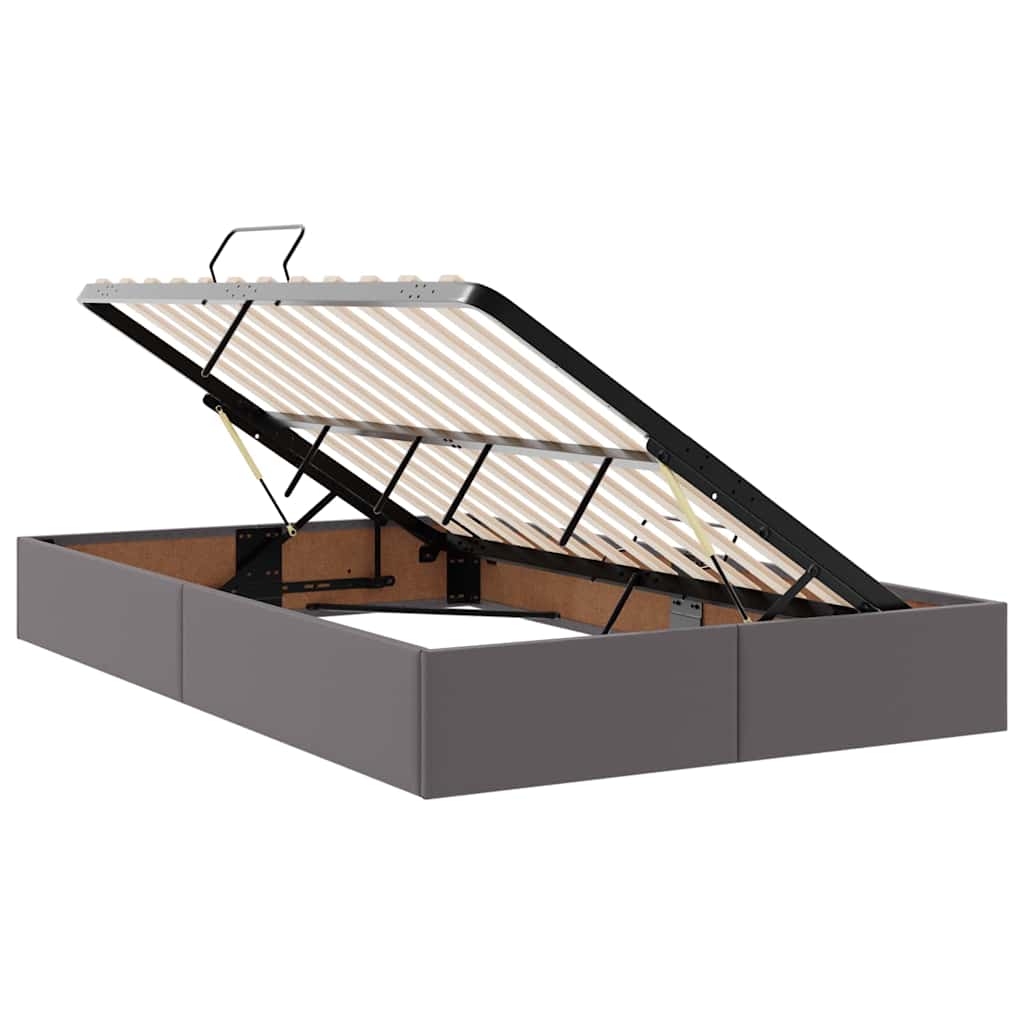 Opbergbed met LED met matras Grijs 120 x 190 cm Nep Leer is nu te koop bij PeponiXL, paradijselijk wonen!