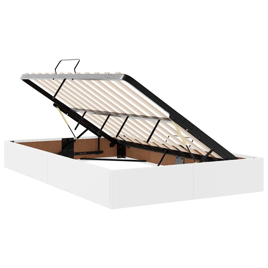 Opbergbed met LED met matras Puur Wit 120 x 200 cm Nep Leer is nu te koop bij PeponiXL, paradijselijk wonen!