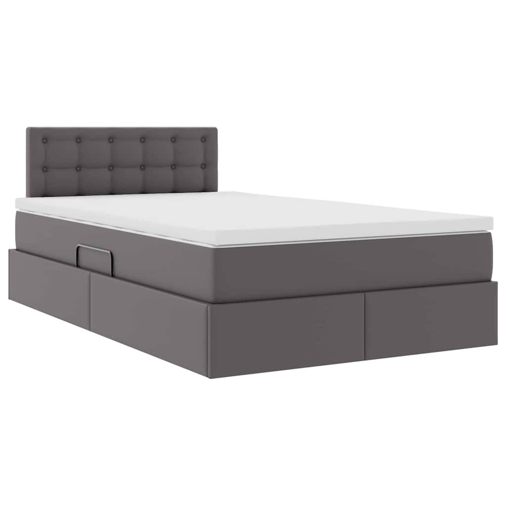 Opbergbed met LED met matras Grijs 120 x 200 cm Nep Leer is nu te koop bij PeponiXL, paradijselijk wonen!