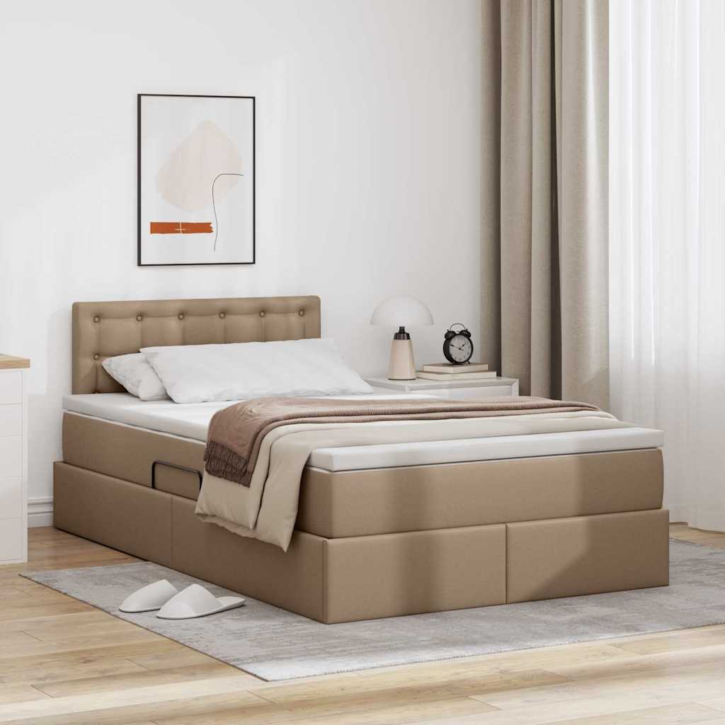 Opbergbed met LED met matras Cappuccino 120 x 200 cm Nep Leer is nu te koop bij PeponiXL, paradijselijk wonen!