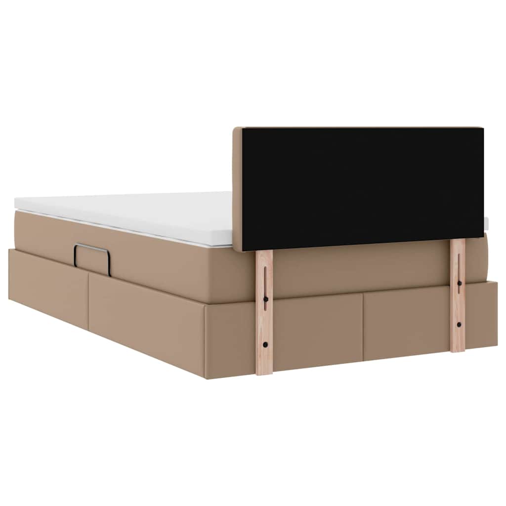 Opbergbed met LED met matras Cappuccino 120 x 200 cm Nep Leer is nu te koop bij PeponiXL, paradijselijk wonen!