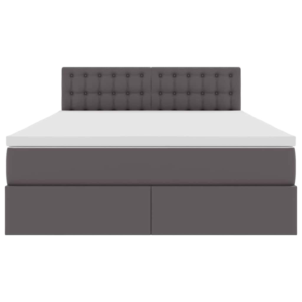 Opbergbed met LED met matras Grijs 140 x 190 cm Nep Leer is nu te koop bij PeponiXL, paradijselijk wonen!