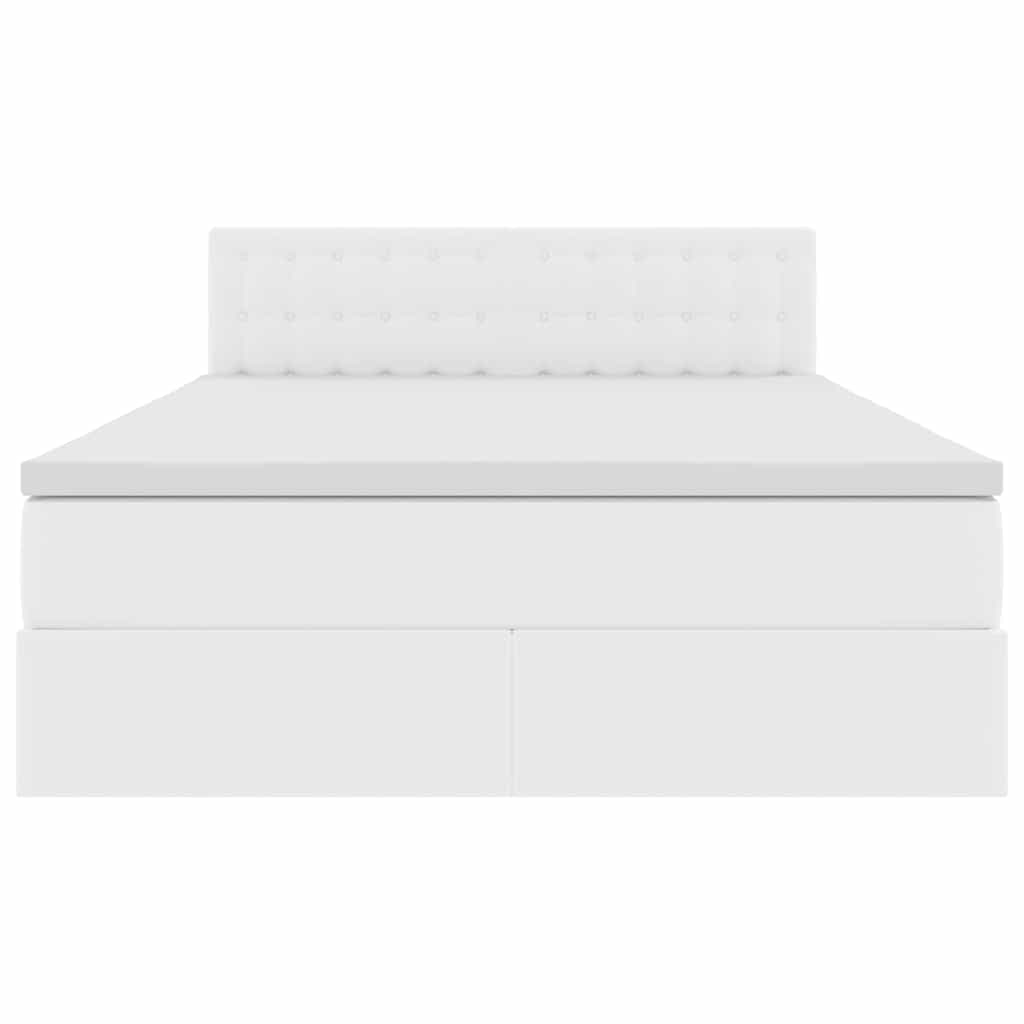 Opbergbed met LED met matras Puur Wit 140 x 200 cm Nep Leer is nu te koop bij PeponiXL, paradijselijk wonen!