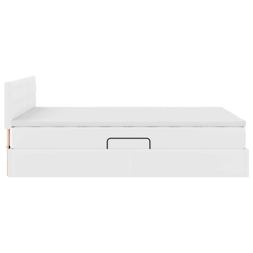 Opbergbed met LED met matras Puur Wit 140 x 200 cm Nep Leer is nu te koop bij PeponiXL, paradijselijk wonen!