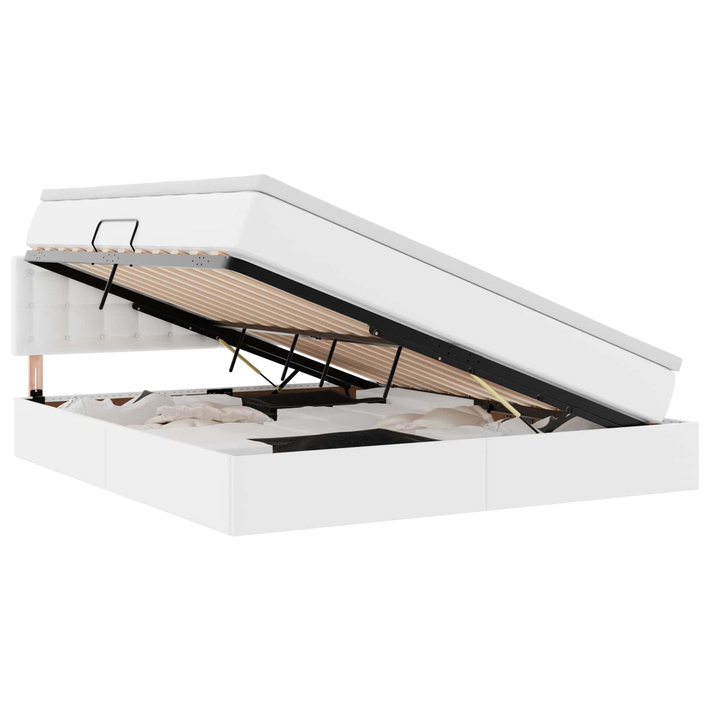 Opbergbed met LED met matras Puur Wit 160 x 200 cm Nep Leer is nu te koop bij PeponiXL, paradijselijk wonen!