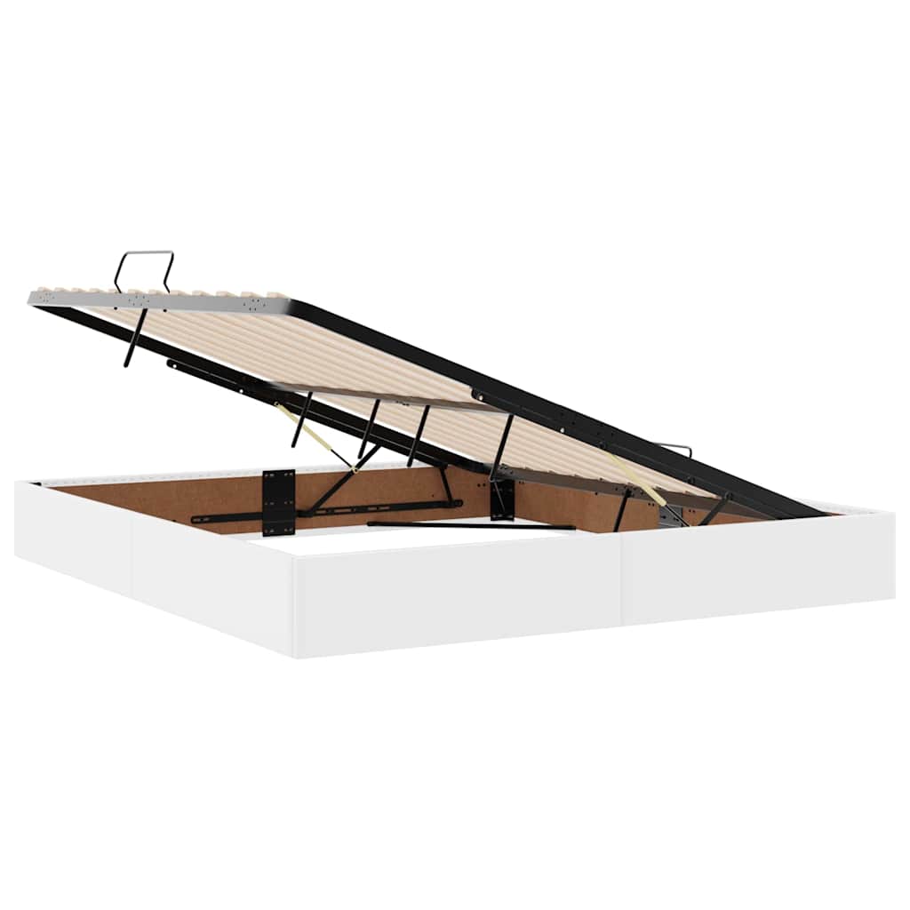 Opbergbed met LED met matras Puur Wit 160 x 200 cm Nep Leer is nu te koop bij PeponiXL, paradijselijk wonen!