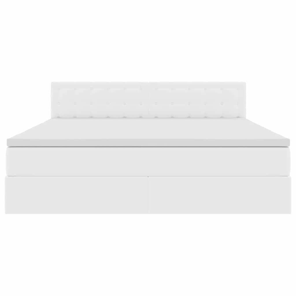 Opbergbed met LED met matras Puur Wit 160 x 200 cm Nep Leer is nu te koop bij PeponiXL, paradijselijk wonen!