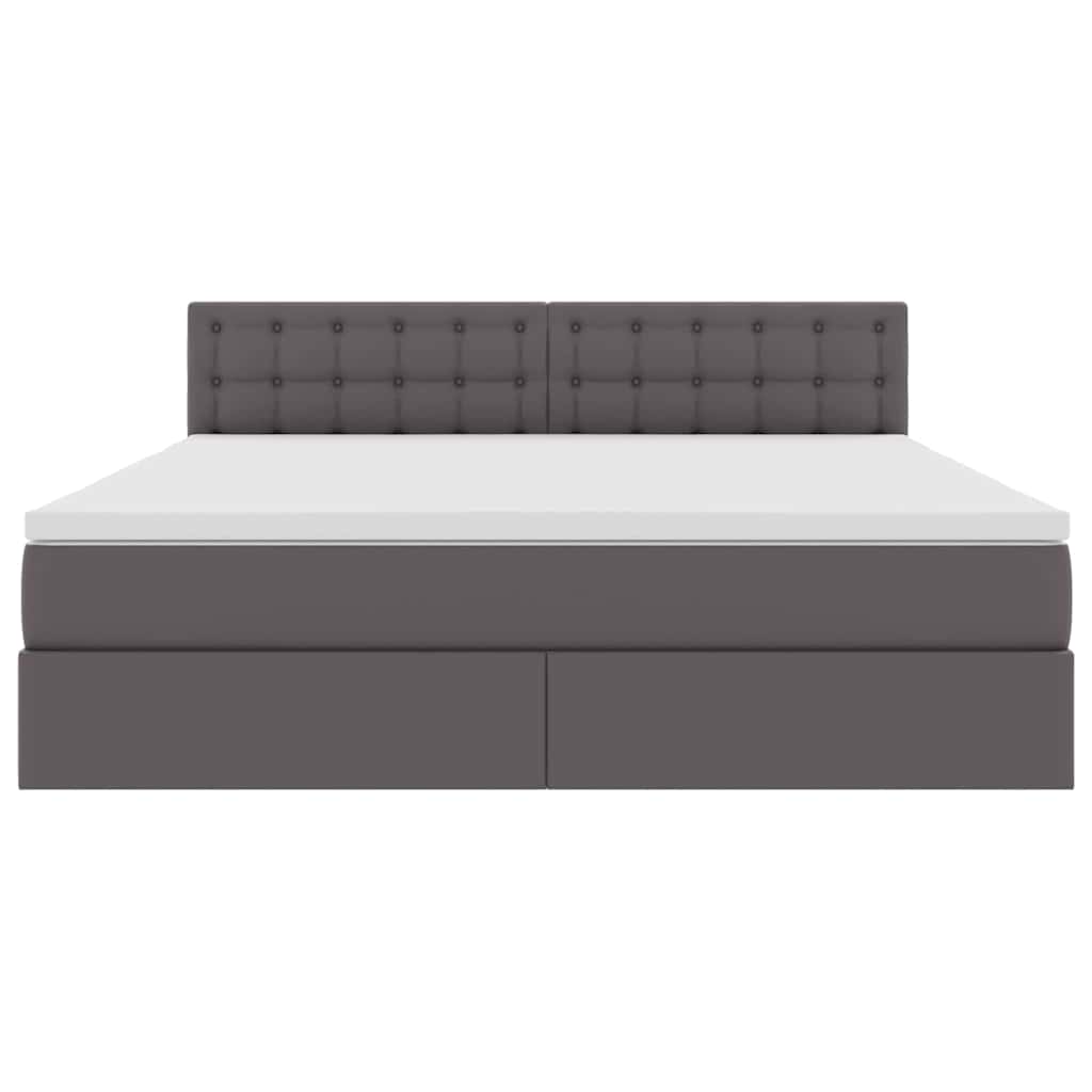 Opbergbed met LED met matras Grijs 160 x 200 cm Nep Leer is nu te koop bij PeponiXL, paradijselijk wonen!
