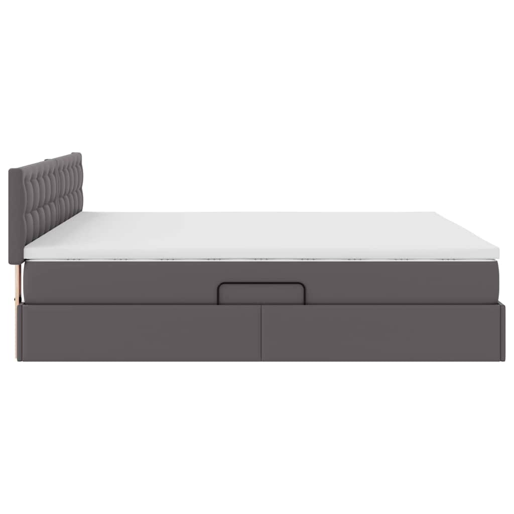 Opbergbed met LED met matras Grijs 160 x 200 cm Nep Leer is nu te koop bij PeponiXL, paradijselijk wonen!