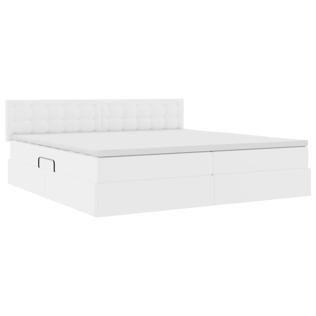 Opbergbed met LED met matras Lichtgrijs 200 x 200 cm Nep Leer is nu te koop bij PeponiXL, paradijselijk wonen!