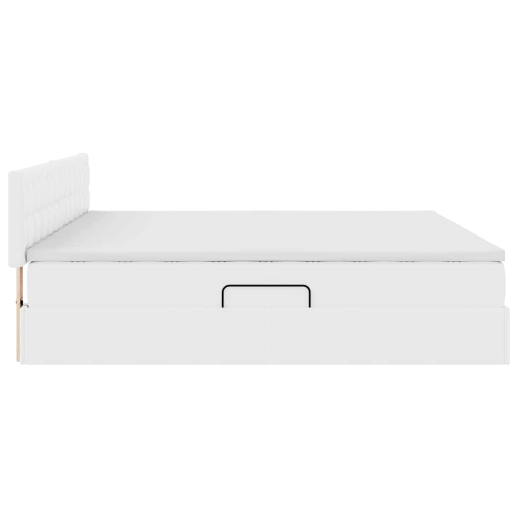 Opbergbed met LED met matras Lichtgrijs 200 x 200 cm Nep Leer is nu te koop bij PeponiXL, paradijselijk wonen!