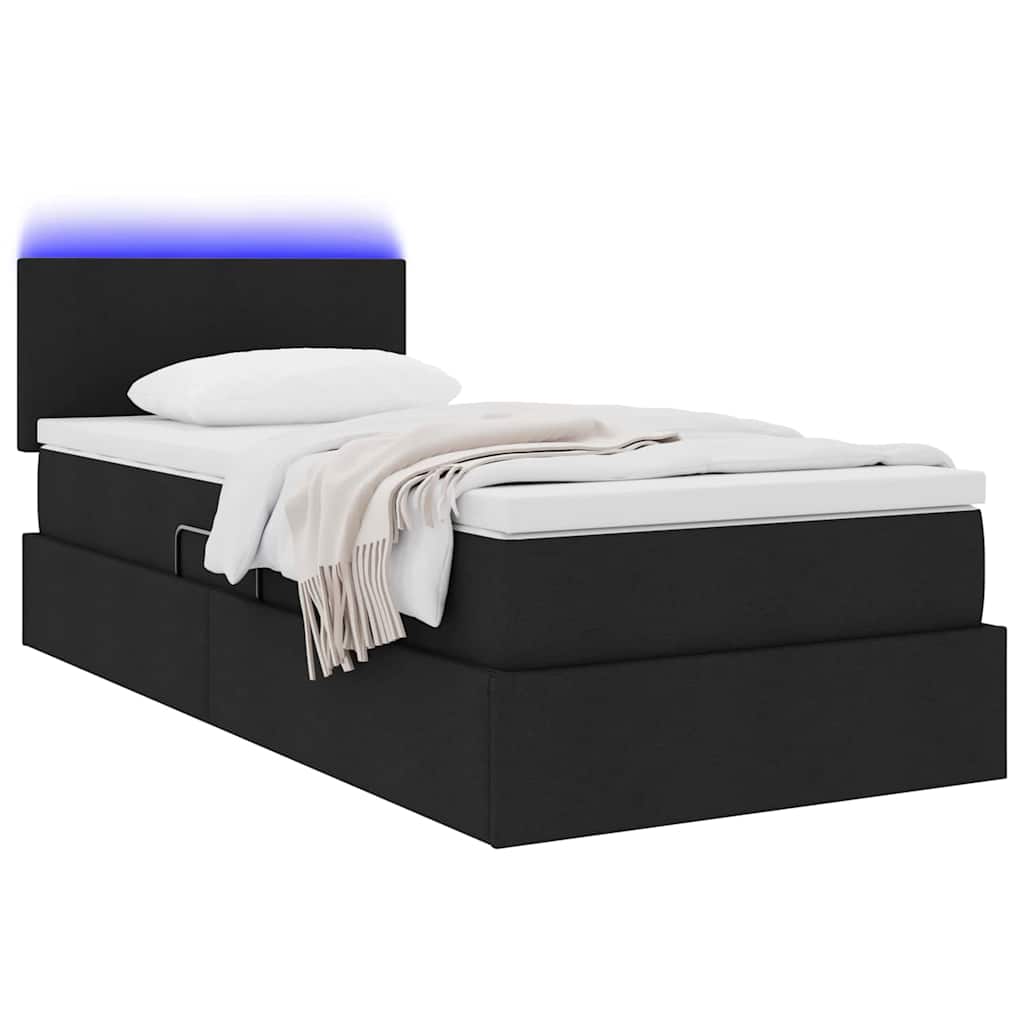 Opbergbed met LED met matras met LED Zwart 90 x 190 cm Stof is nu te koop bij PeponiXL, paradijselijk wonen!