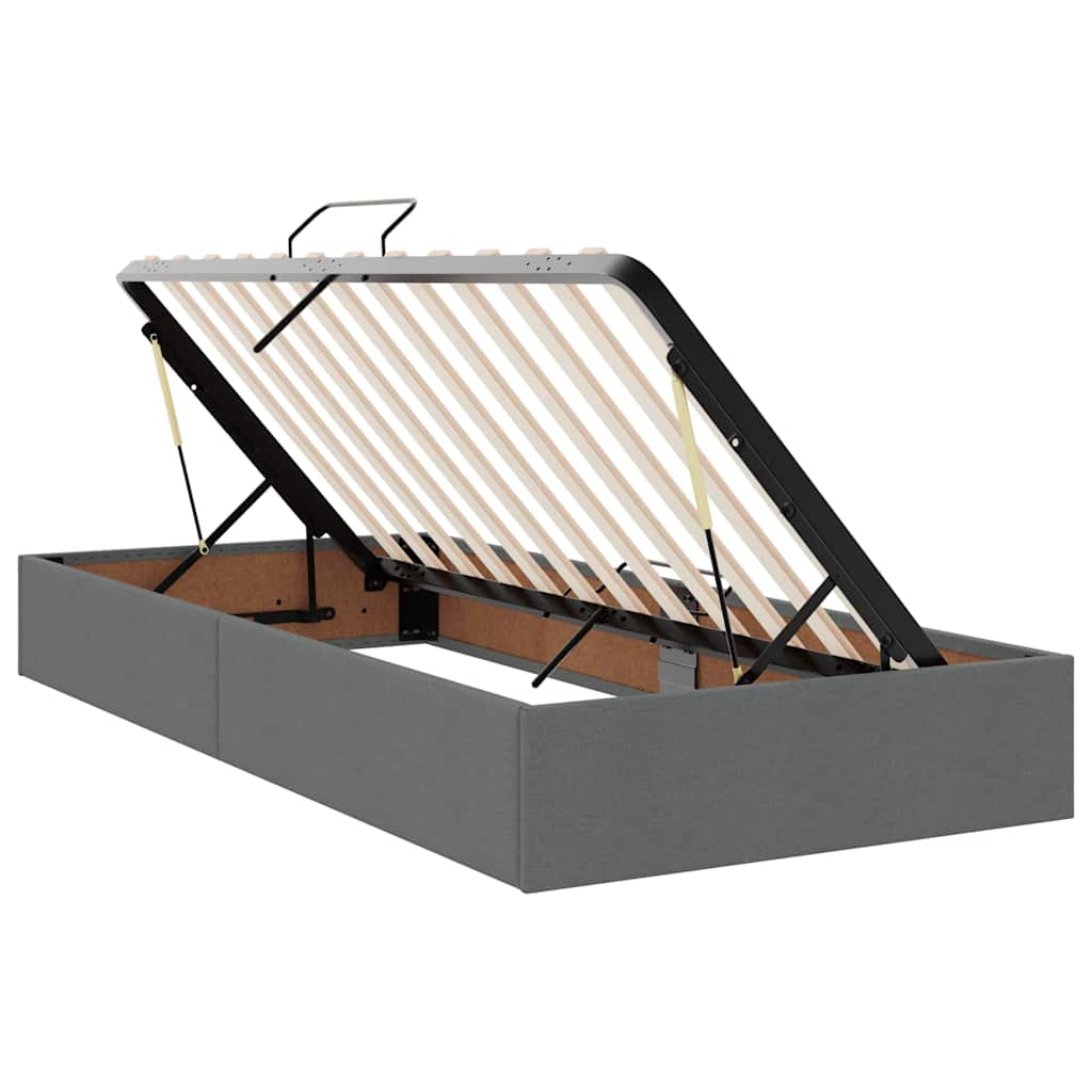 Opbergbed met LED met matras Donkergrijs 100 x 200 cm Stof is nu te koop bij PeponiXL, paradijselijk wonen!
