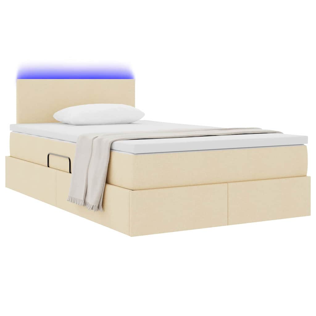 Opbergbed met LED met matras met LED Crème 120 x 190 cm Stof is nu te koop bij PeponiXL, paradijselijk wonen!