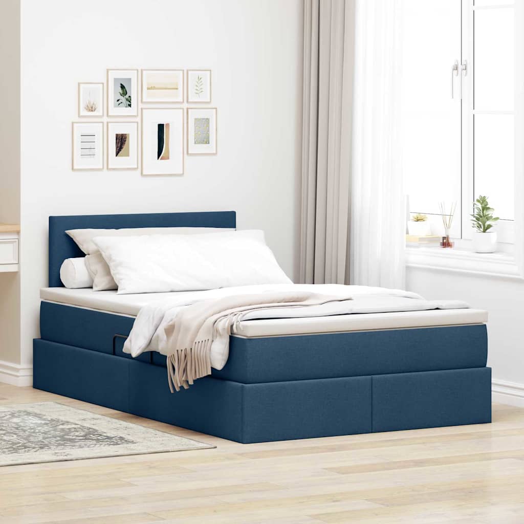 Opbergbed met LED met matras met LED Blauw 120 x 190 cm Stof is nu te koop bij PeponiXL, paradijselijk wonen!