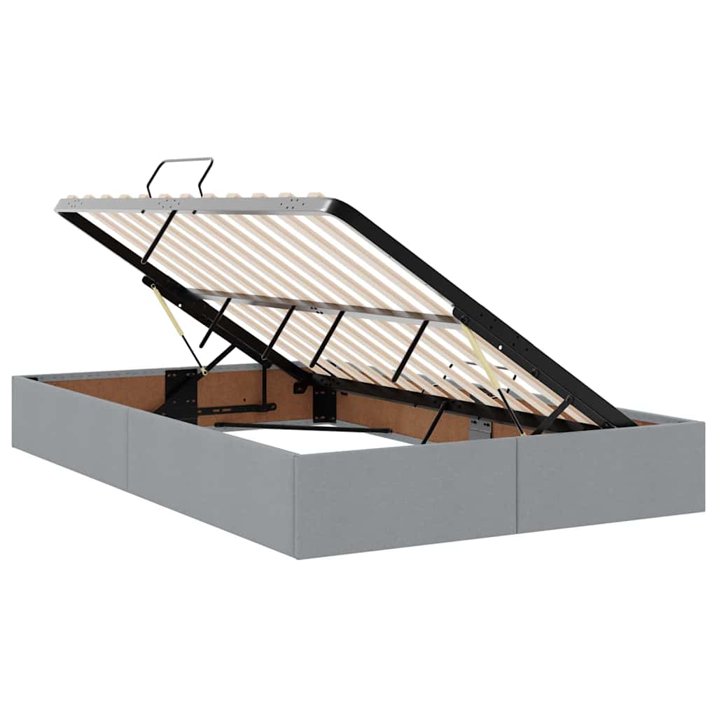 Opbergbed met LED met matras Lichtgrijs 120 x 200 cm Stof is nu te koop bij PeponiXL, paradijselijk wonen!