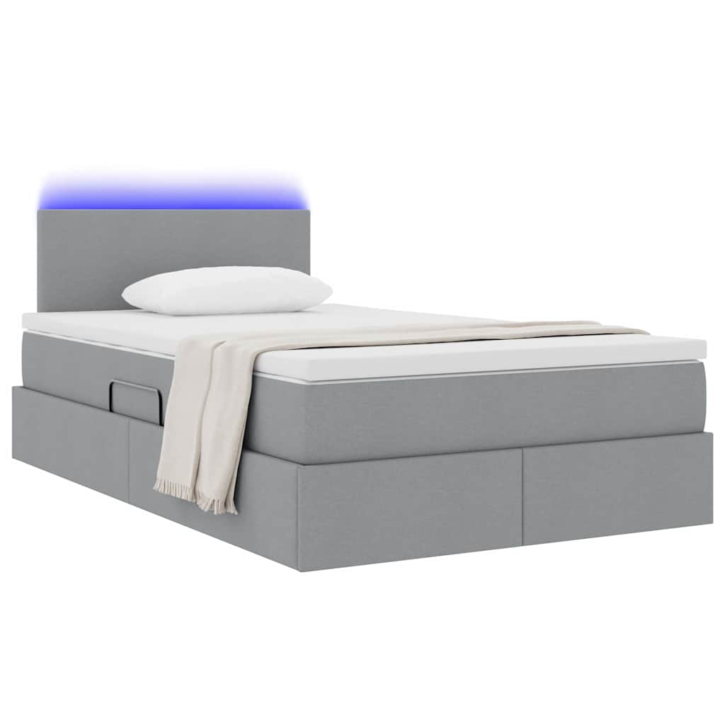 Opbergbed met LED met matras Lichtgrijs 120 x 200 cm Stof is nu te koop bij PeponiXL, paradijselijk wonen!