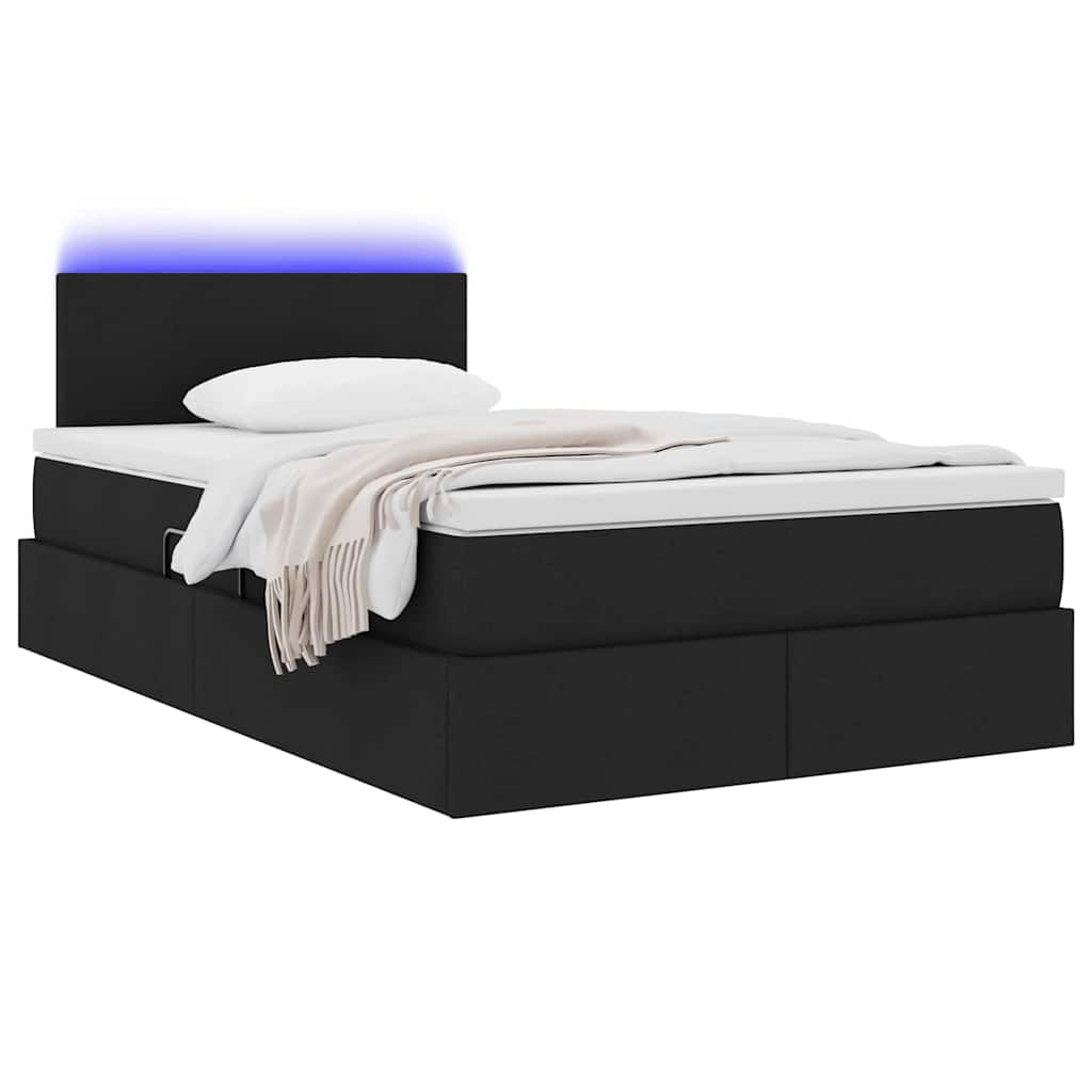 Opbergbed met LED met matras met LED Zwart 120 x 200 cm Stof is nu te koop bij PeponiXL, paradijselijk wonen!