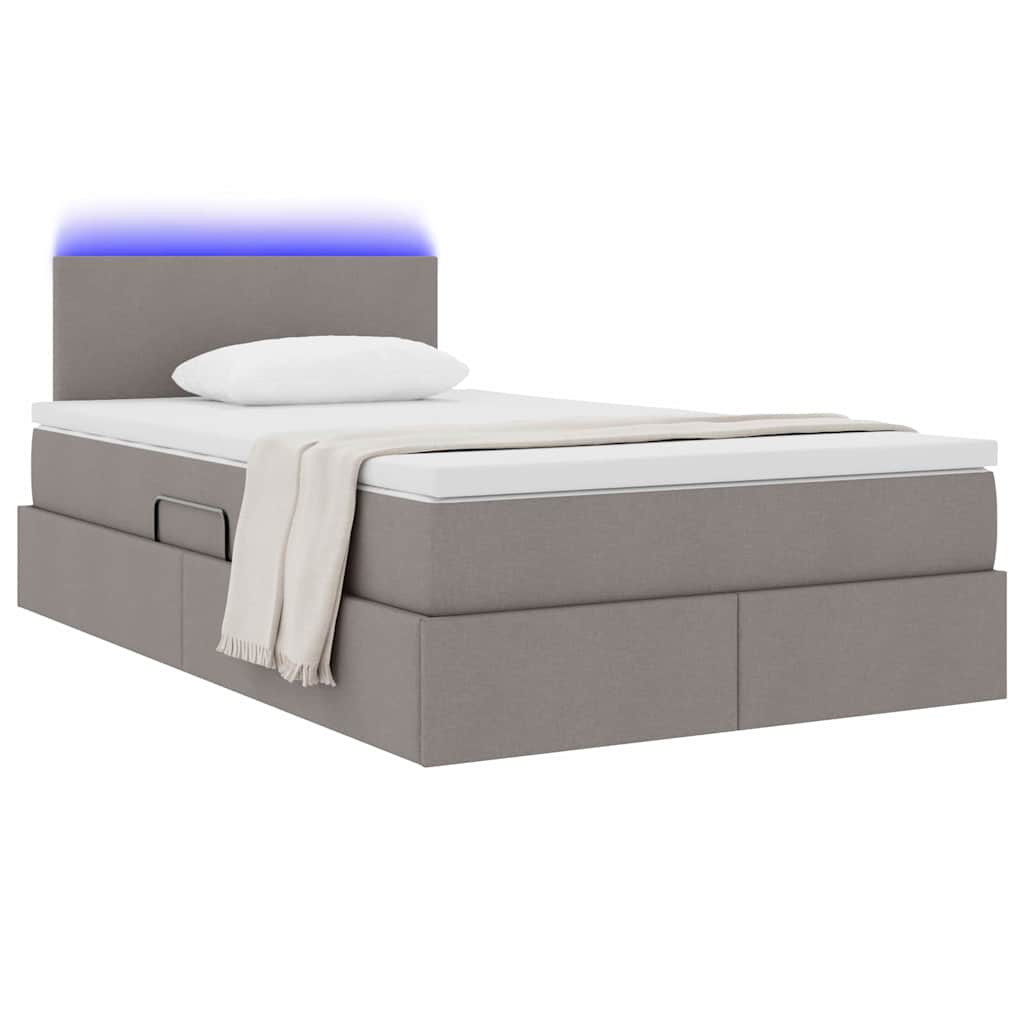 Opbergbed met LED met matras met LED Taupe 120 x 200 cm Stof is nu te koop bij PeponiXL, paradijselijk wonen!