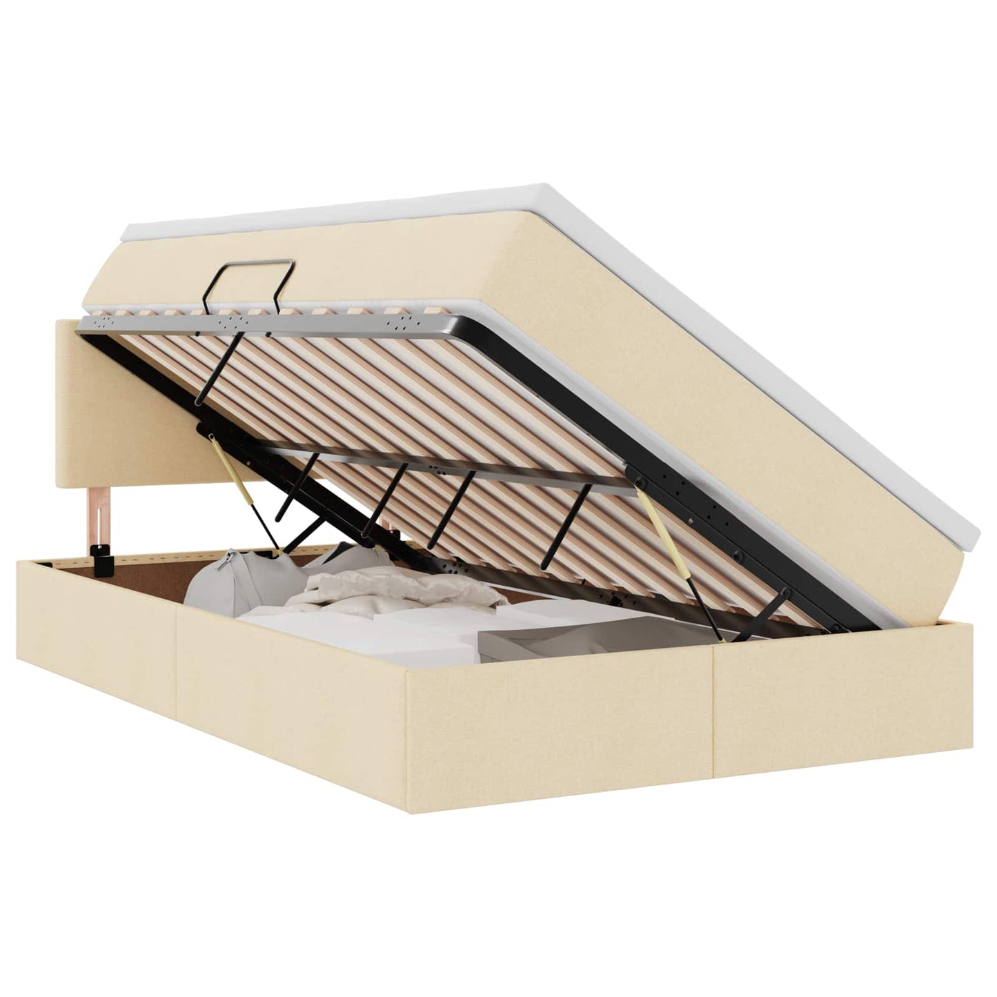 Opbergbed met LED met matras met LED Crème 120 x 200 cm Stof is nu te koop bij PeponiXL, paradijselijk wonen!