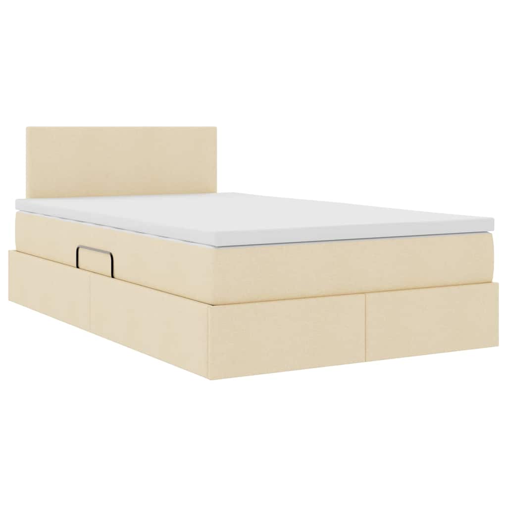 Opbergbed met LED met matras met LED Crème 120 x 200 cm Stof is nu te koop bij PeponiXL, paradijselijk wonen!