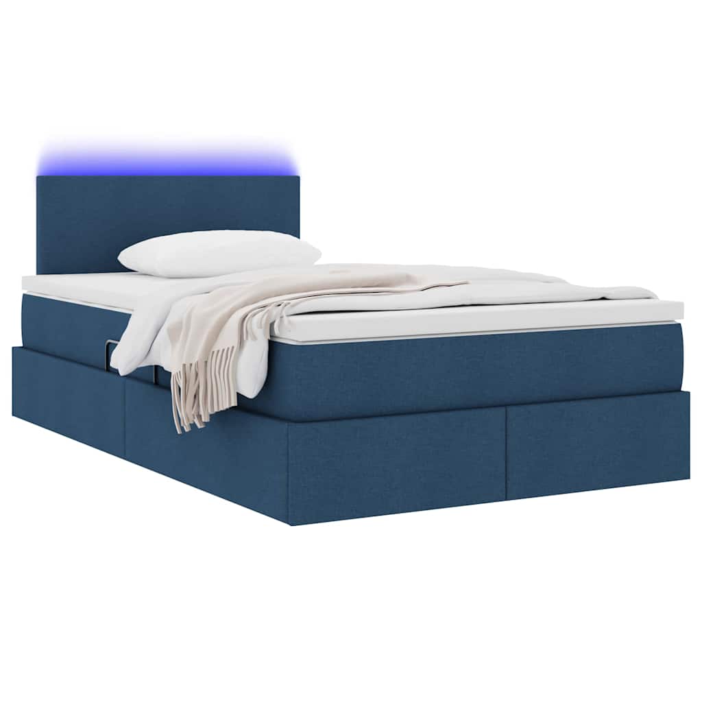 Opbergbed met LED met matras met LED Blauw 120 x 200 cm Stof is nu te koop bij PeponiXL, paradijselijk wonen!