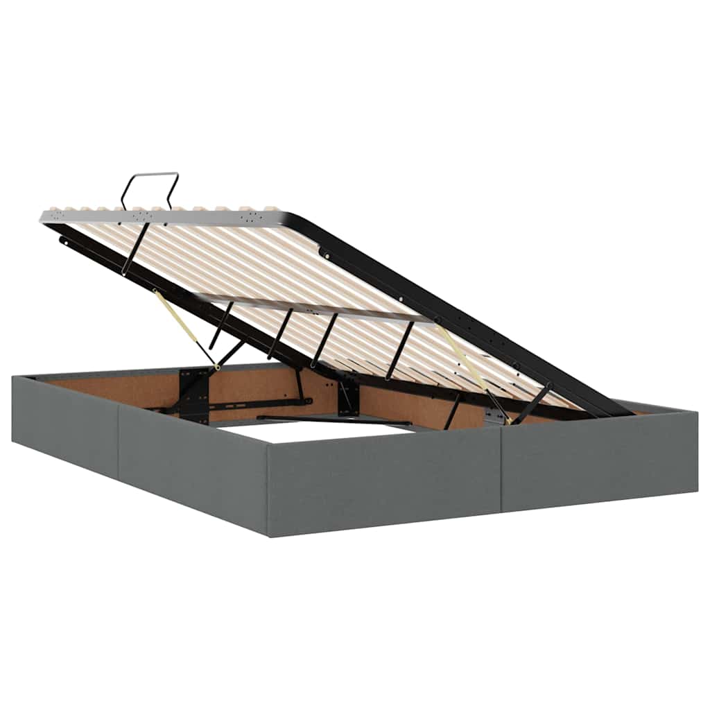 Opbergbed met LED met matras Donkergrijs 140 x 190 cm Stof is nu te koop bij PeponiXL, paradijselijk wonen!