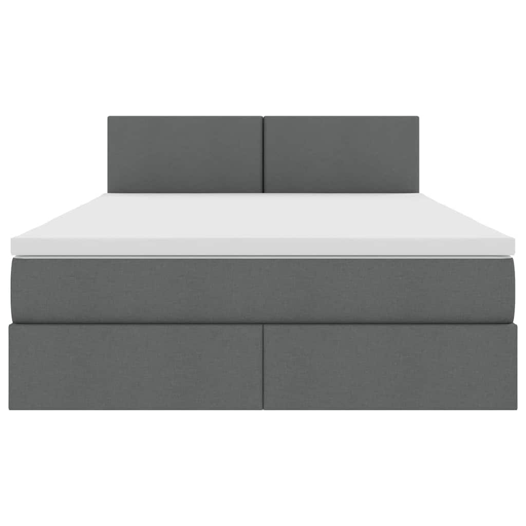 Opbergbed met LED met matras Donkergrijs 140 x 190 cm Stof is nu te koop bij PeponiXL, paradijselijk wonen!