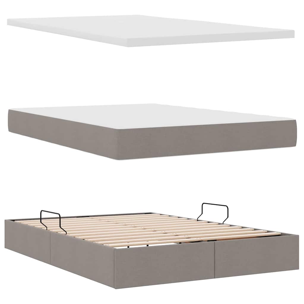 LED Opslagbed met Matras Taupe 140 x 190 cm Stof