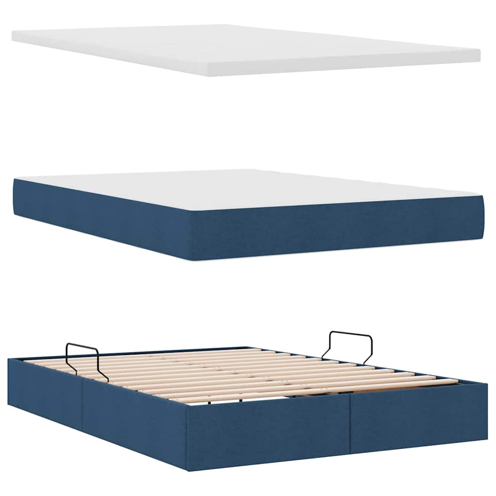 Opbergbed met LED met matras met LED Blauw 140 x 190 cm Stof is nu te koop bij PeponiXL, paradijselijk wonen!