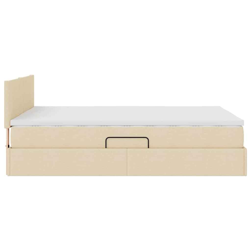Opbergbed met LED met matras met LED Crème 140 x 200 cm Stof is nu te koop bij PeponiXL, paradijselijk wonen!