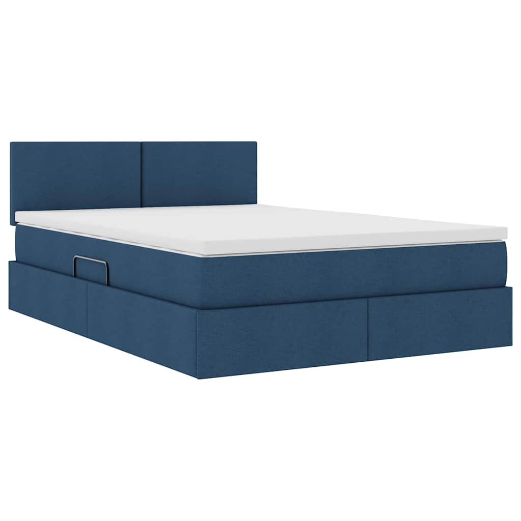 Opbergbed met LED met matras met LED Blauw 140 x 200 cm Stof is nu te koop bij PeponiXL, paradijselijk wonen!