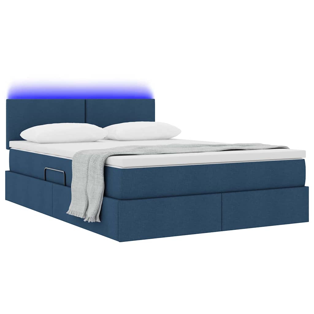 Opbergbed met LED met matras met LED Blauw 140 x 200 cm Stof is nu te koop bij PeponiXL, paradijselijk wonen!
